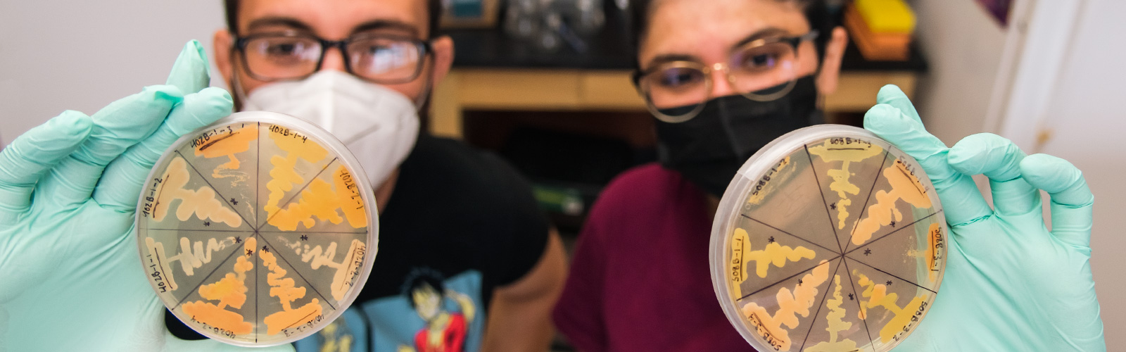 Photo of BTP students with Petri dishes